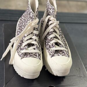 Monochrome Patterned High-Top Sneakers